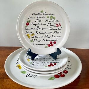 Gibson Everyday China 13 Pizza Serving Platter and 4 Plates